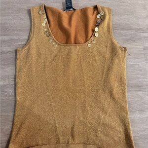 Gold Sleeveless Top with Sequin Detail